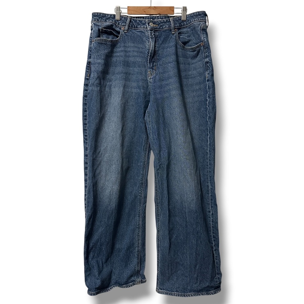 Old Navy Extra High-Rise Sky-Hi Wide Leg Jeans Medium Wash 14 Secret Smooth